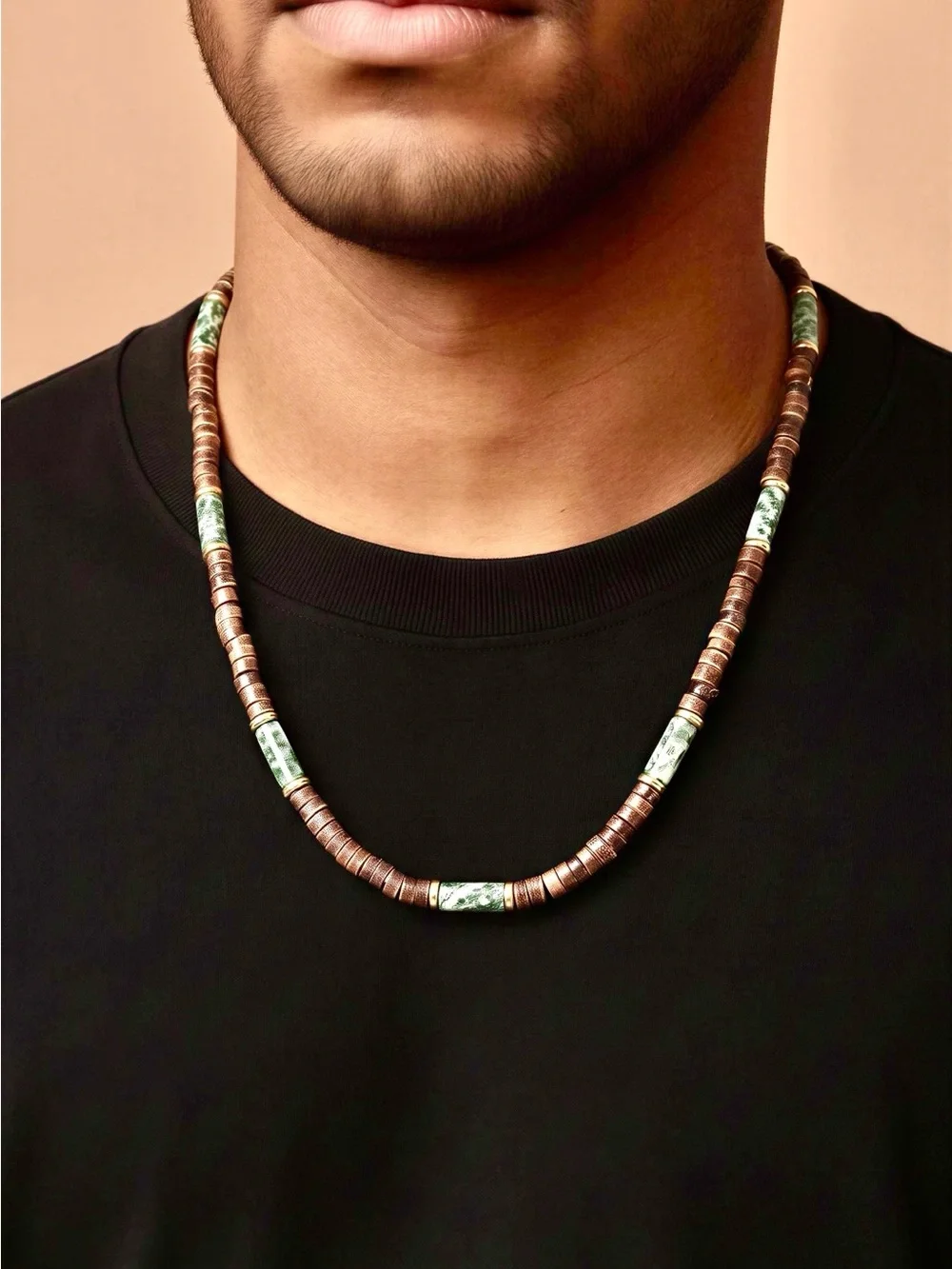 Men's Beaded Necklace with Blue Beads PLEASE SLIDE To the left to see more color